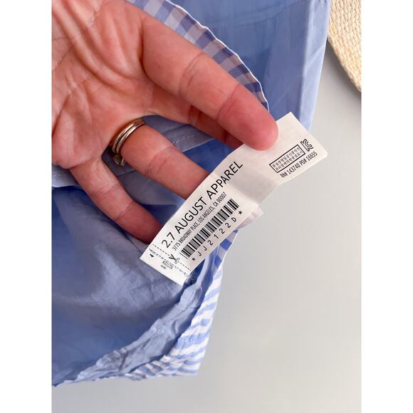 English Factory | Stripe Contrast Mini Shirtdress in Powder Blue | Sz XS - Picture 7 of 11